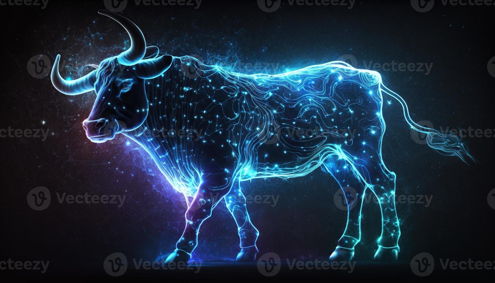 Taurus Zodiac Sign magical neon energy glowing Generative Art photo