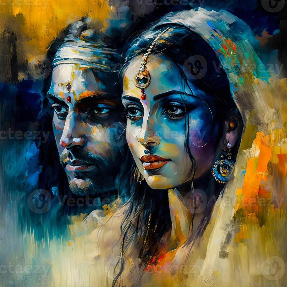 indian king and queen old painting Generative AI Artwork 21924874 Stock
