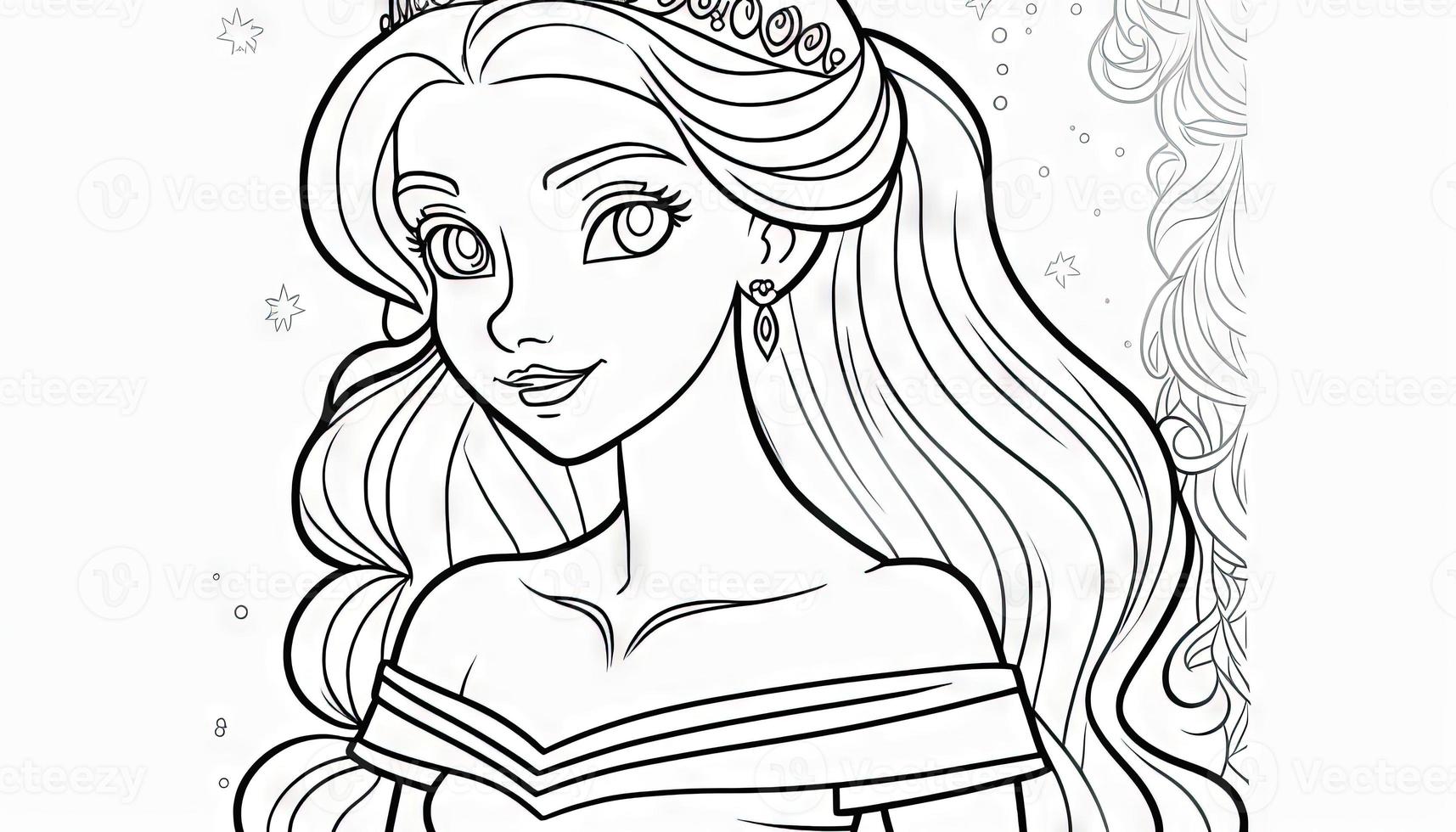 princess coloring page for adults simple cute Generative Art photo