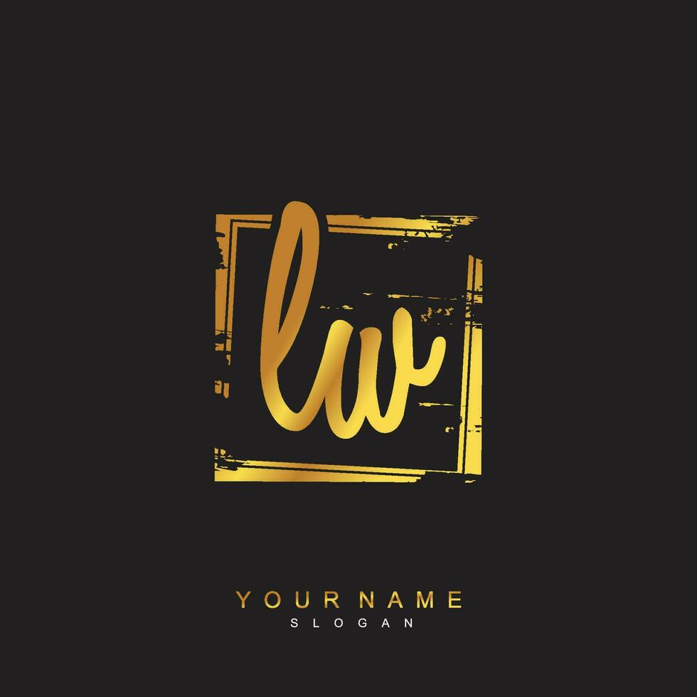 Initial LW Monogram with Grunge Template Design vector
