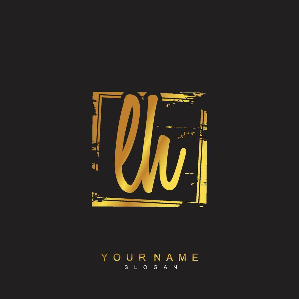 Initial LH Monogram with Grunge Template Design vector
