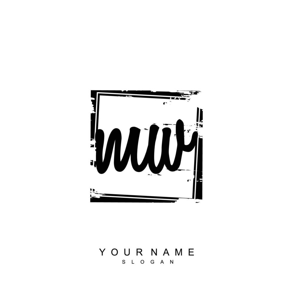 Initial MW Monogram with Grunge Template Design vector