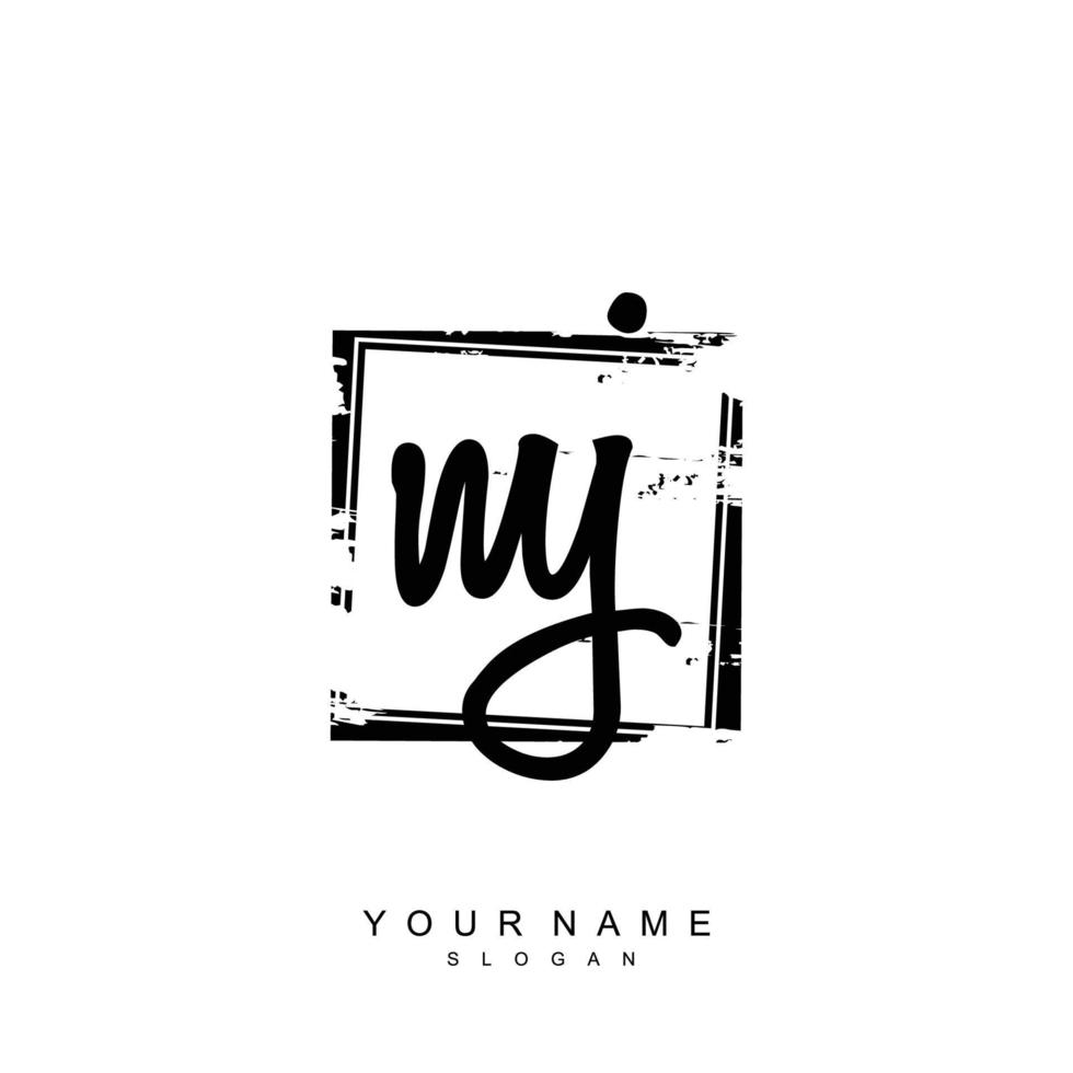 Initial NY Monogram with Grunge Template Design vector