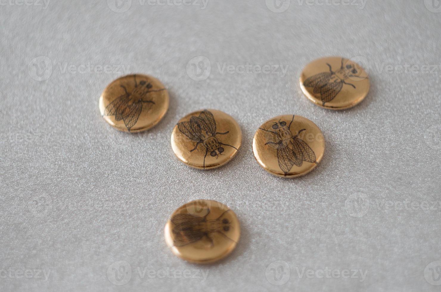 gold magnets with image of a fly photo