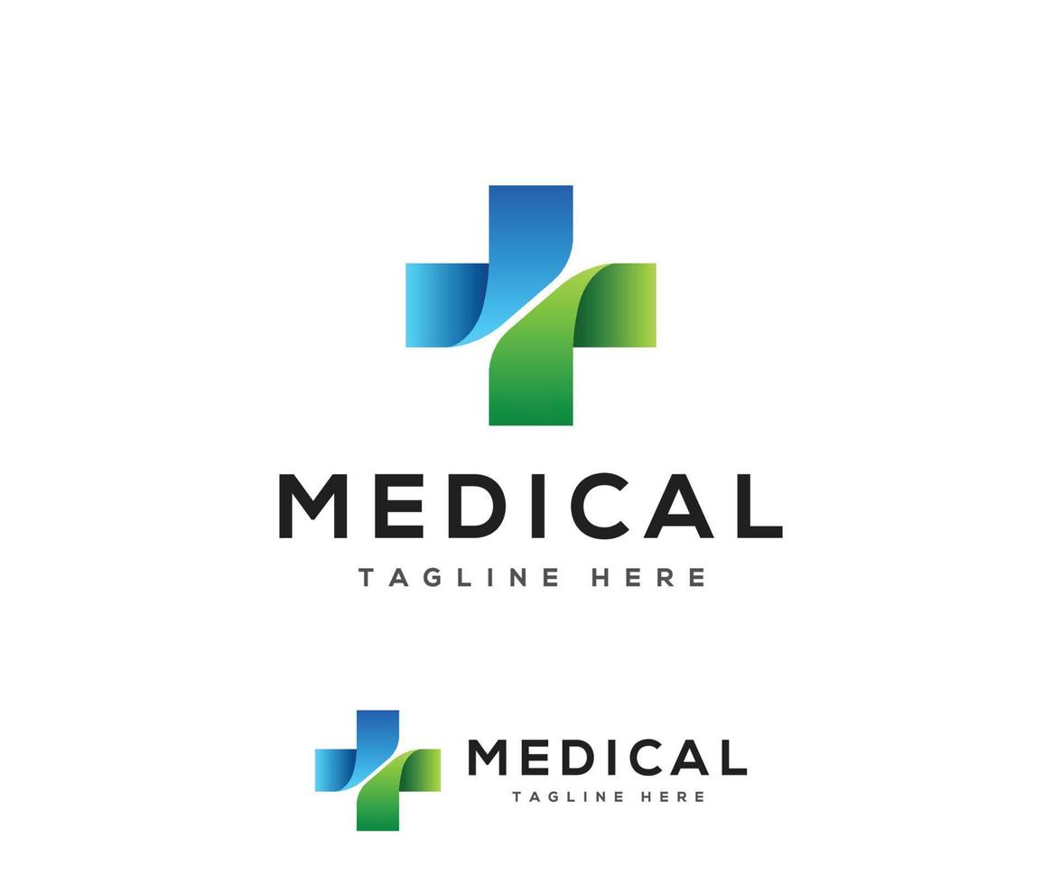 médico, cuidado de la salud, y farmacia logo diseño modelo vector