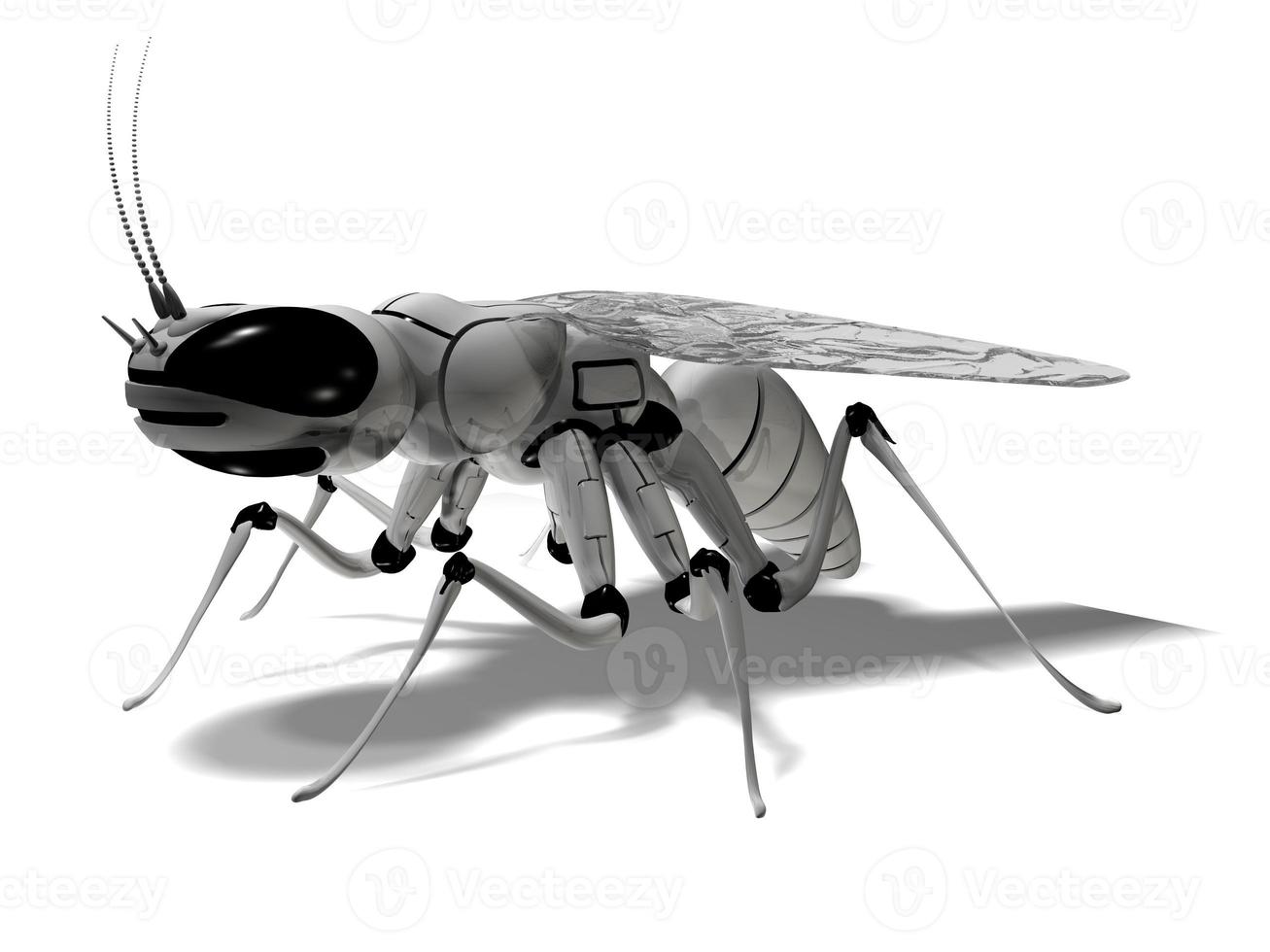 Robot. Insect robot. Cybernetics. 3d rendering mechanical fly photo