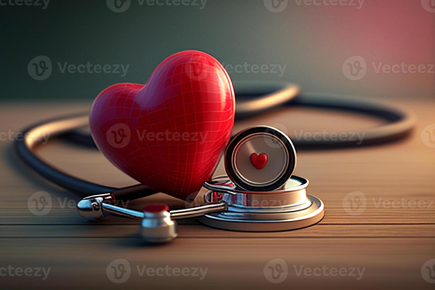 World health day stethoscopes with 3d heart photo