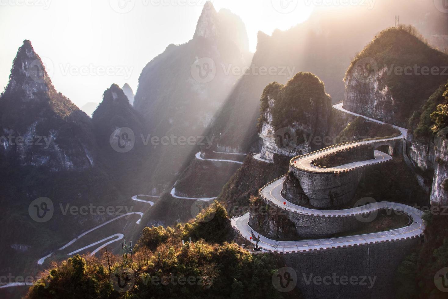 The winding road of Tianmen mountain national park, Hunan province, China photo