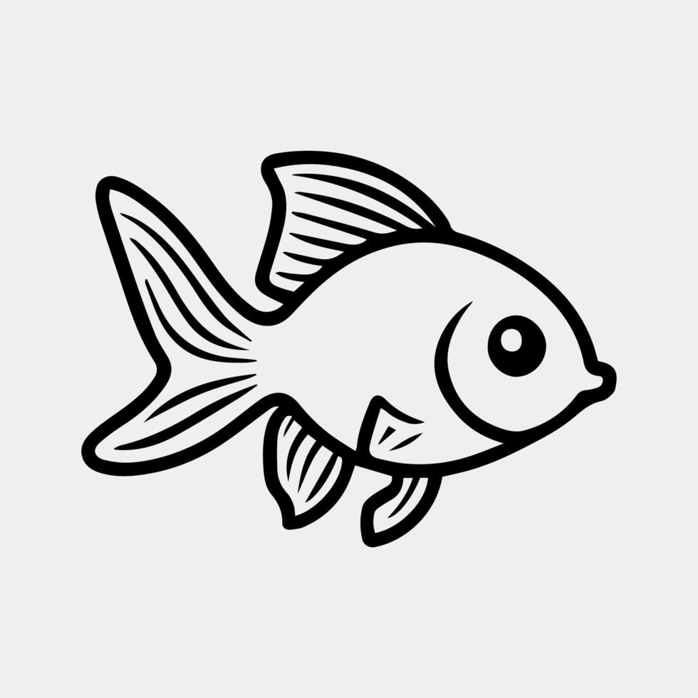 Black and white vector illustration of golden fish