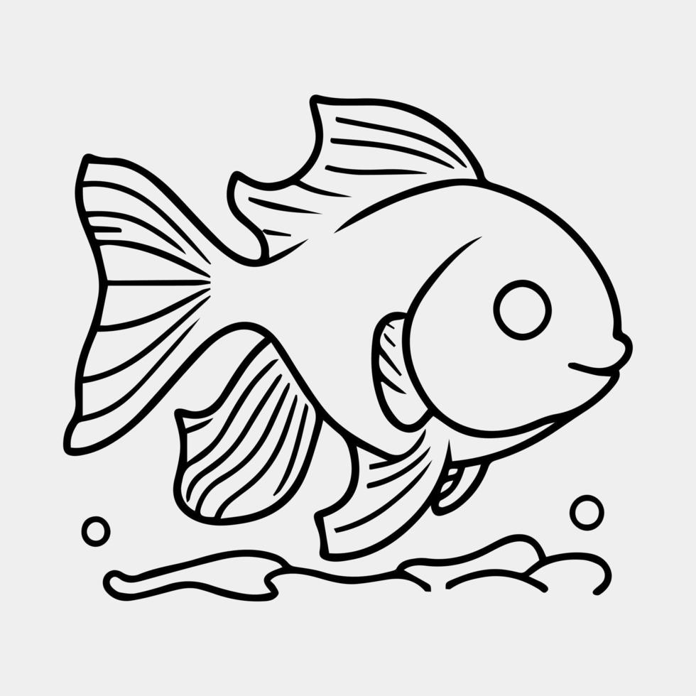 Black and white vector illustration of golden fish