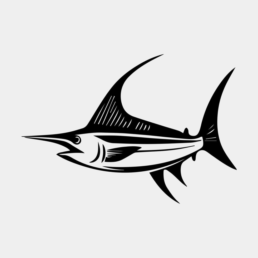 Black Marlin Fishing Logo vector isolated