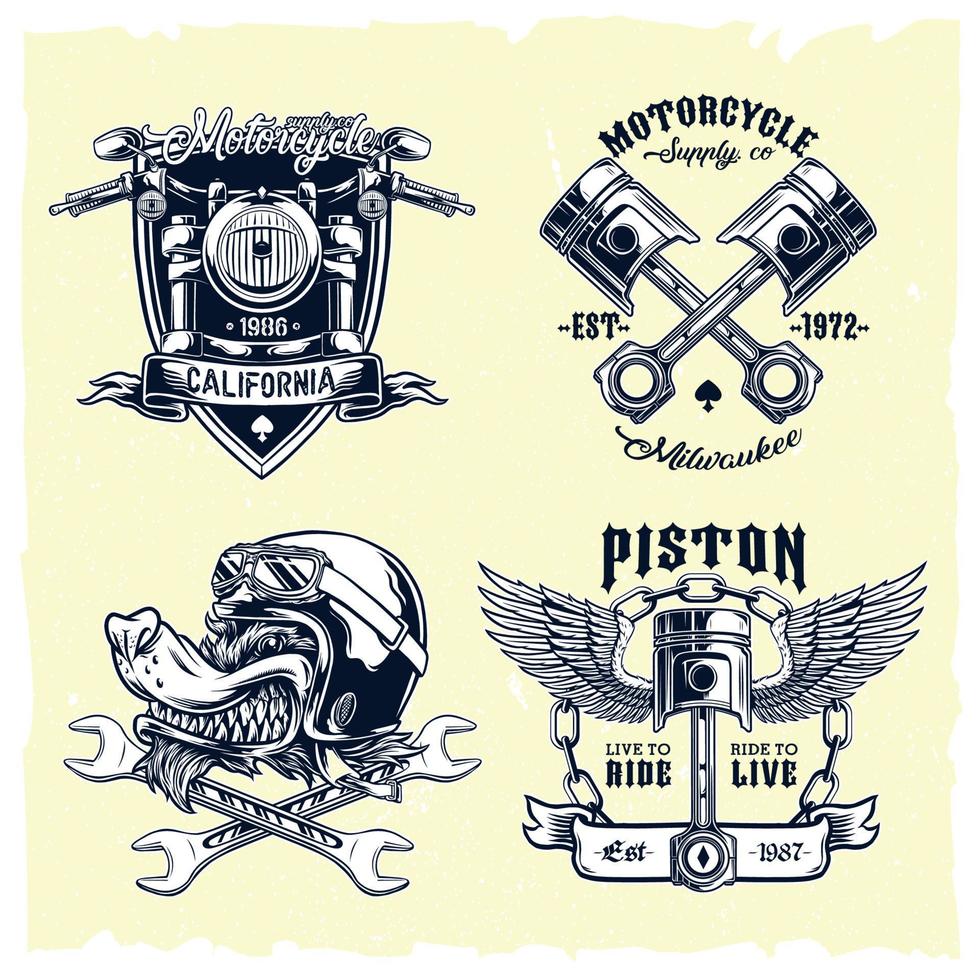 vector conjunto de clásico motocicleta emblemas gráfico objeto ilustración