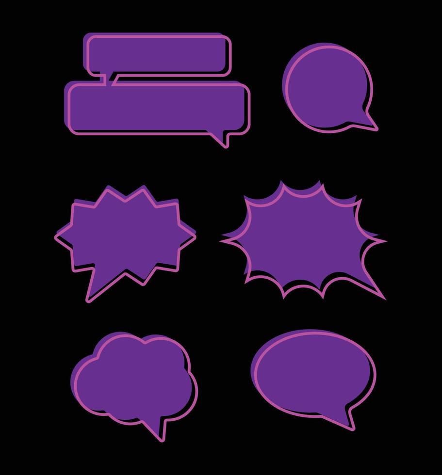 Set Speech Bubble Neon Icon Vector