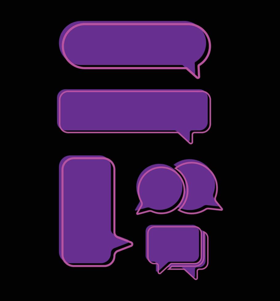 Set Speech Bubble Neon Icon Vector