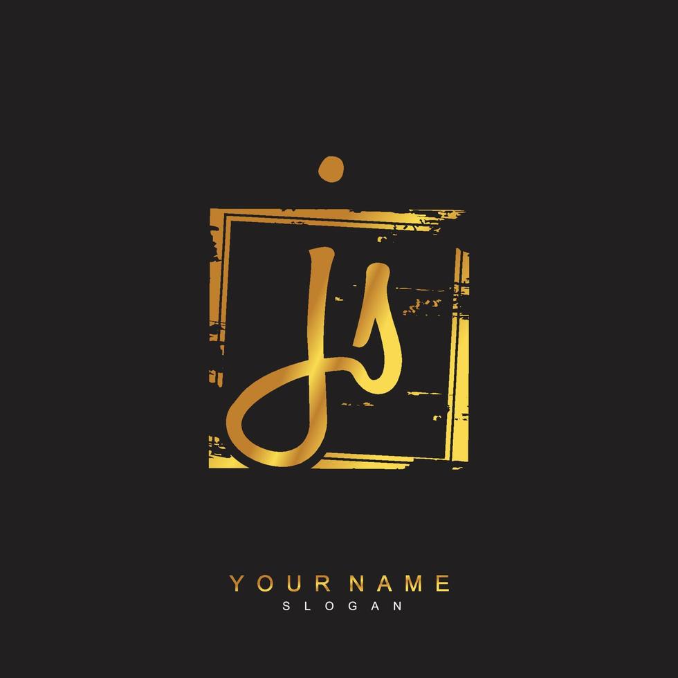 Initial JS Monogram with Grunge Template Design vector
