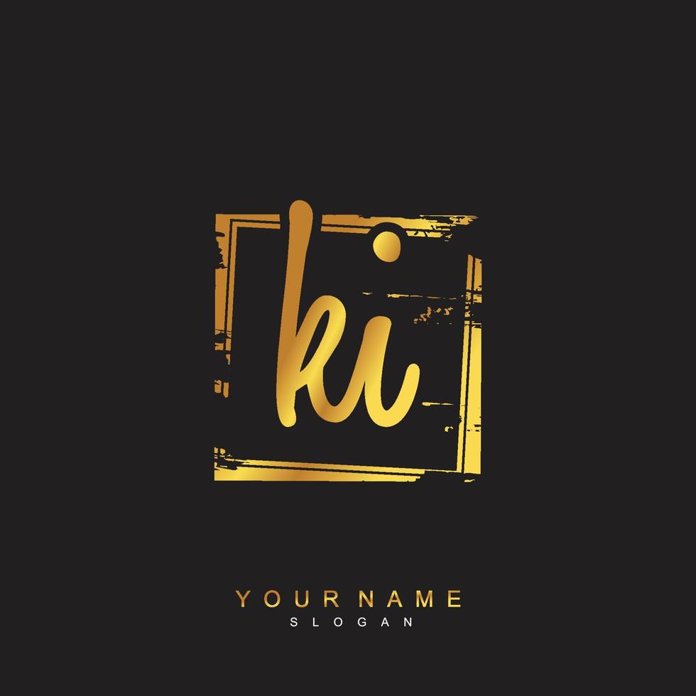 Initial KI Monogram with Grunge Template Design vector