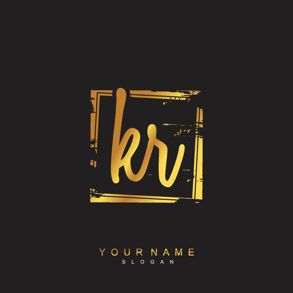 Initial KR Monogram with Grunge Template Design vector
