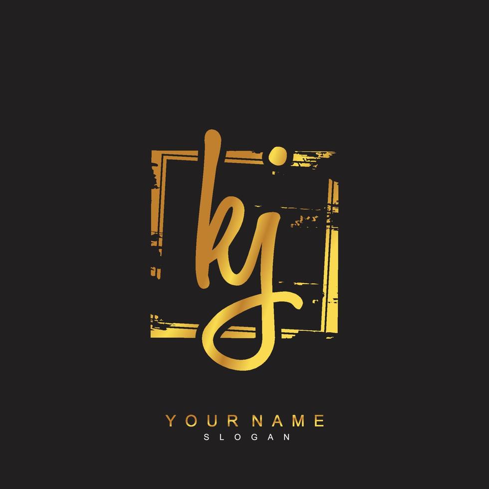 Initial KJ Monogram with Grunge Template Design vector