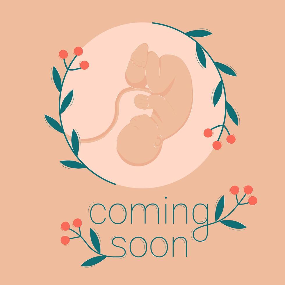 Coming Soon Childbirth Prenatal Period Small Child Embryo Obstetric Care vector