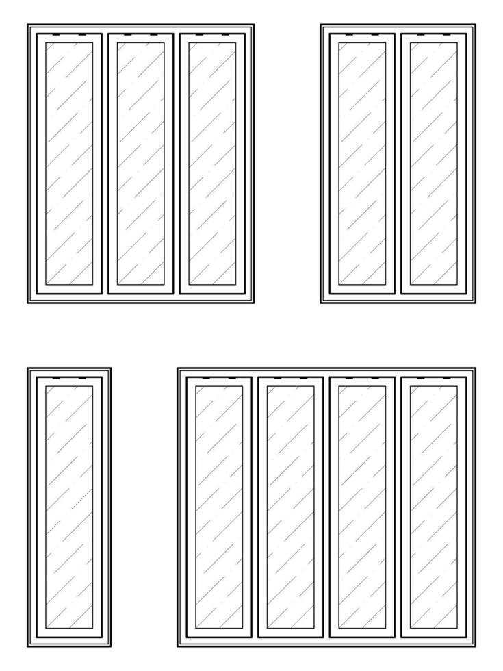 Windows set graphic black white isolated sketch illustration vector