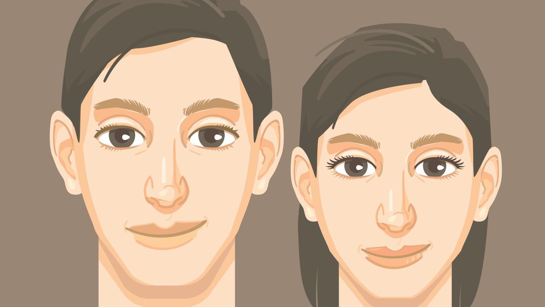 face of couple with detail macro size vector