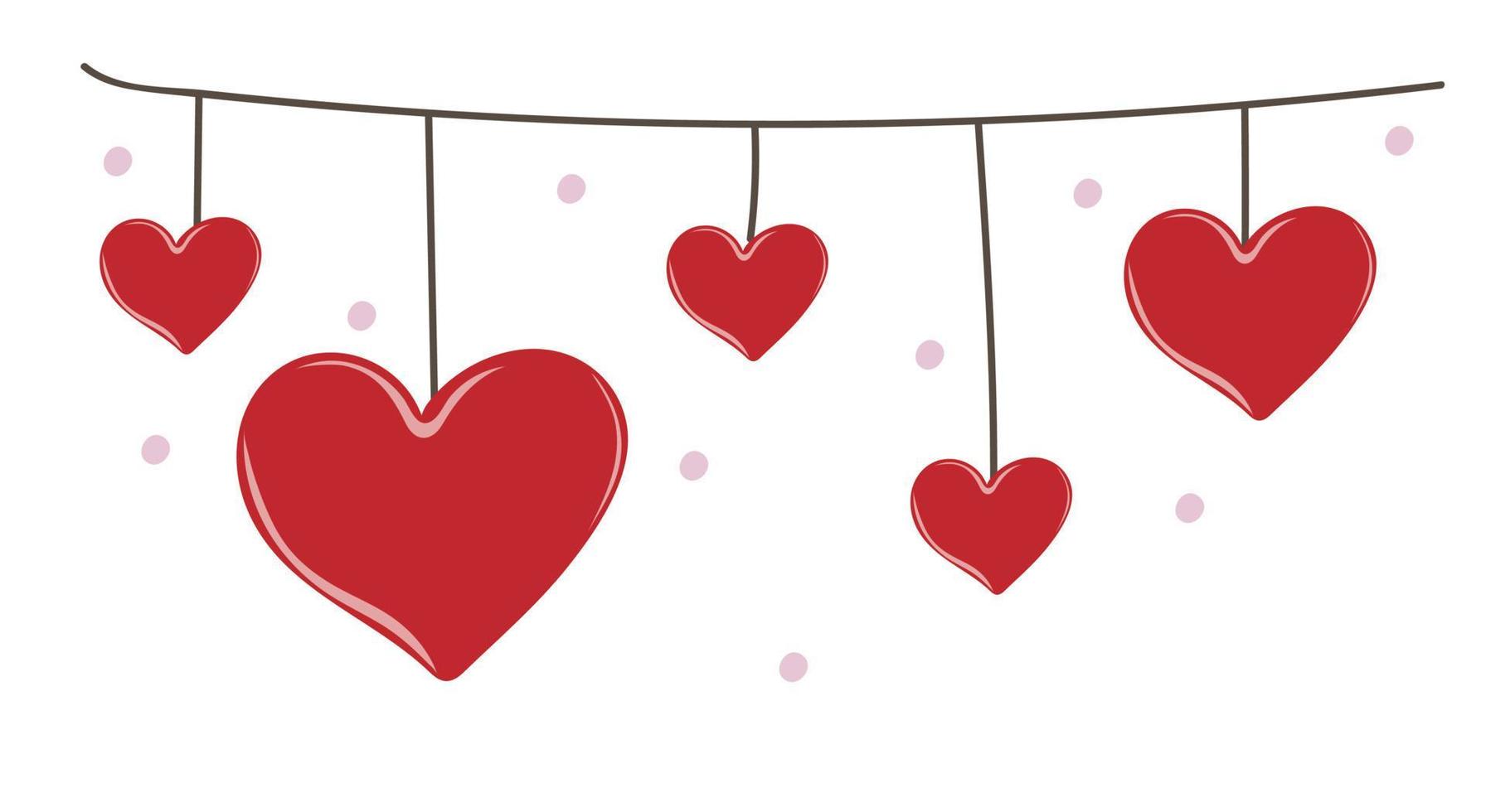 Hand drawn garland with hearts vector