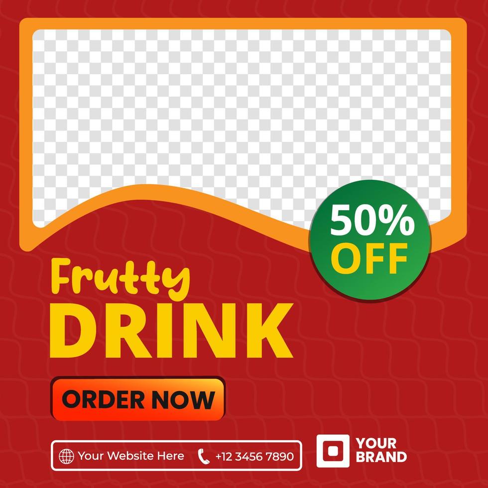 Social media template with a fresh drink theme, perfect for your business posts vector