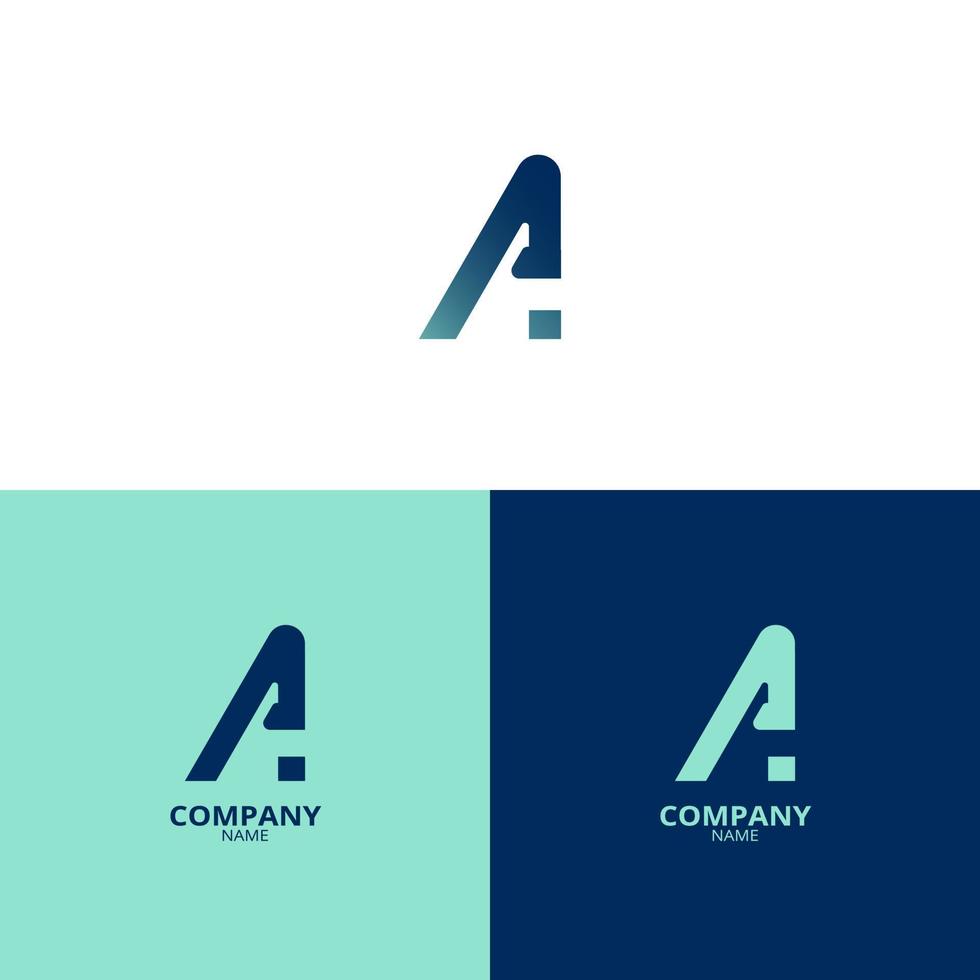 un sencillo y elegante letra un logo, en un hermosa ligero azul y oscuro azul degradado color. adecuado para fortalecimiento tu negocio identidad vector