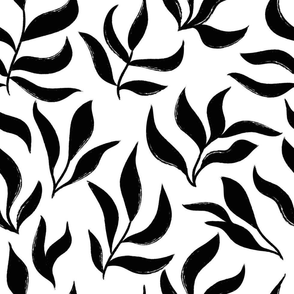 Seamless pattern with simple silhouettes of leaves and branches vector