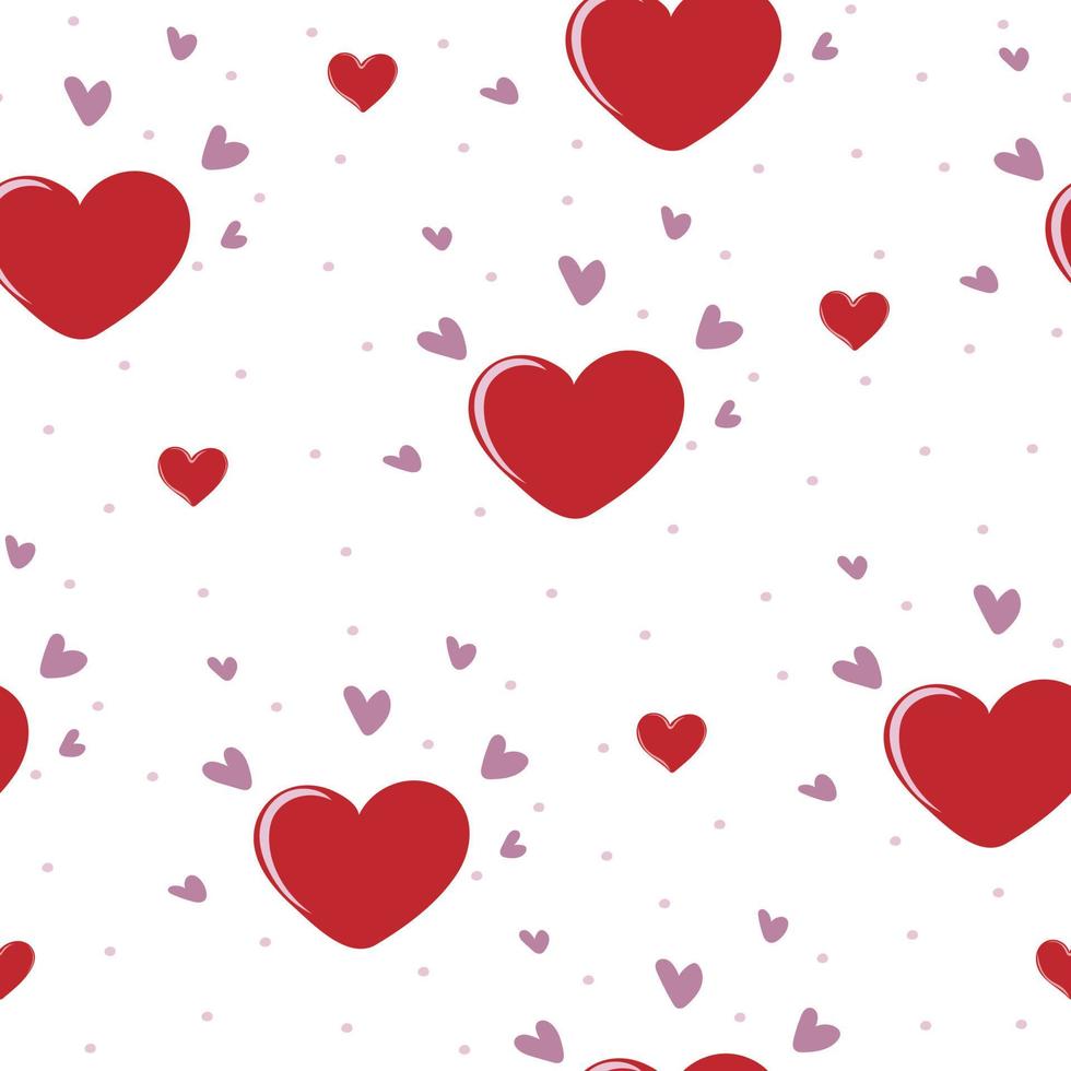 Seamless pattern of hearts and polka dot on white background vector
