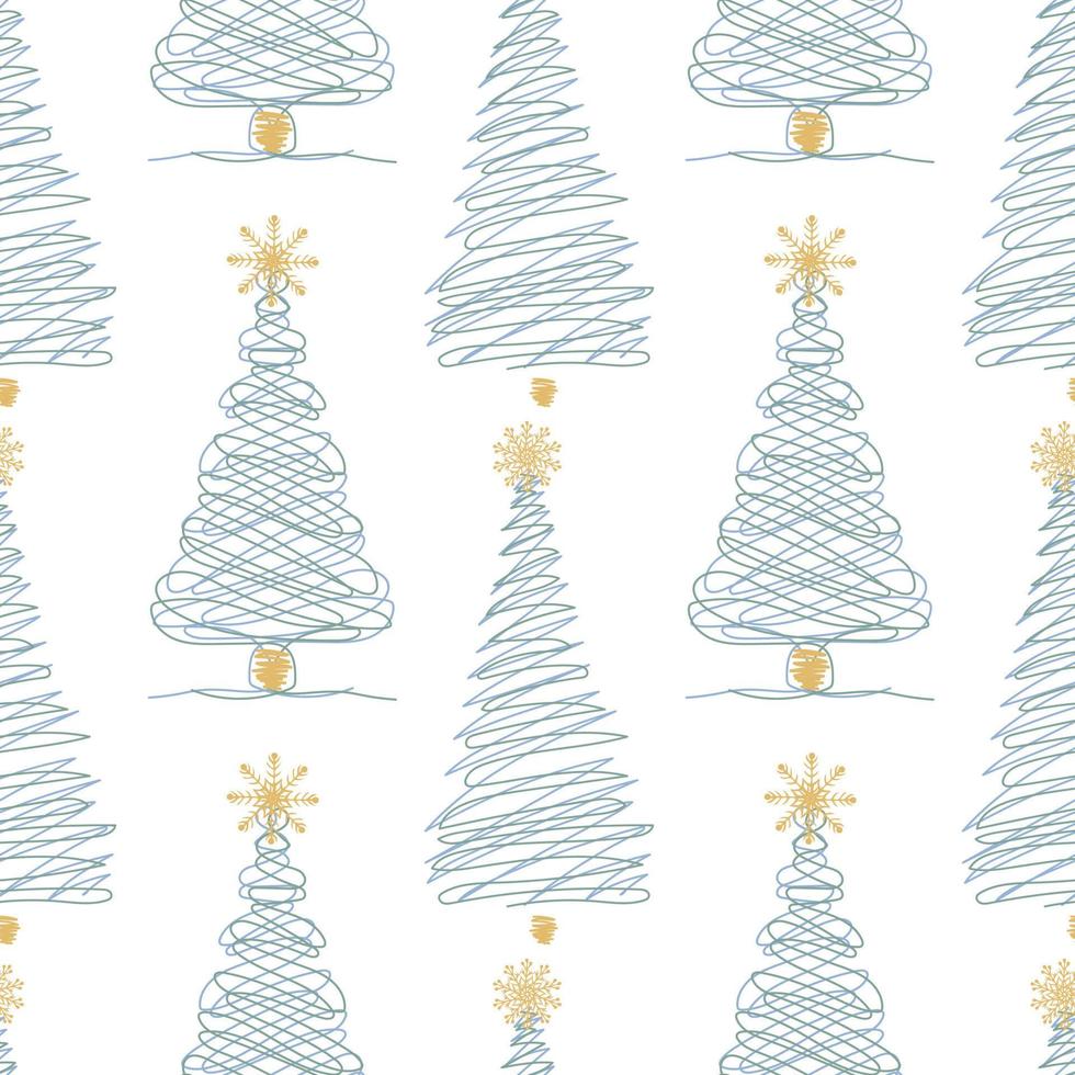 Winter seamless pattern with christmas trees and snowflakes on white background vector
