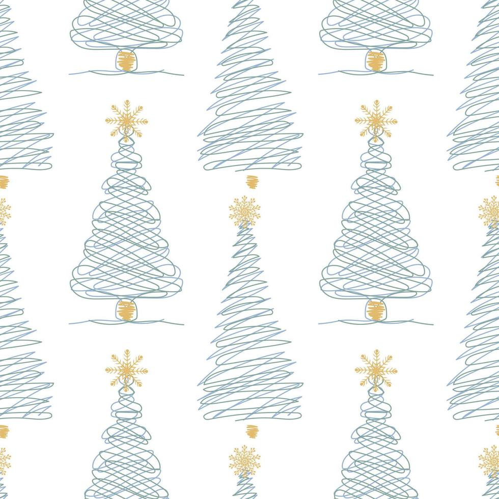 Winter seamless pattern with christmas trees and snowflakes on white background vector