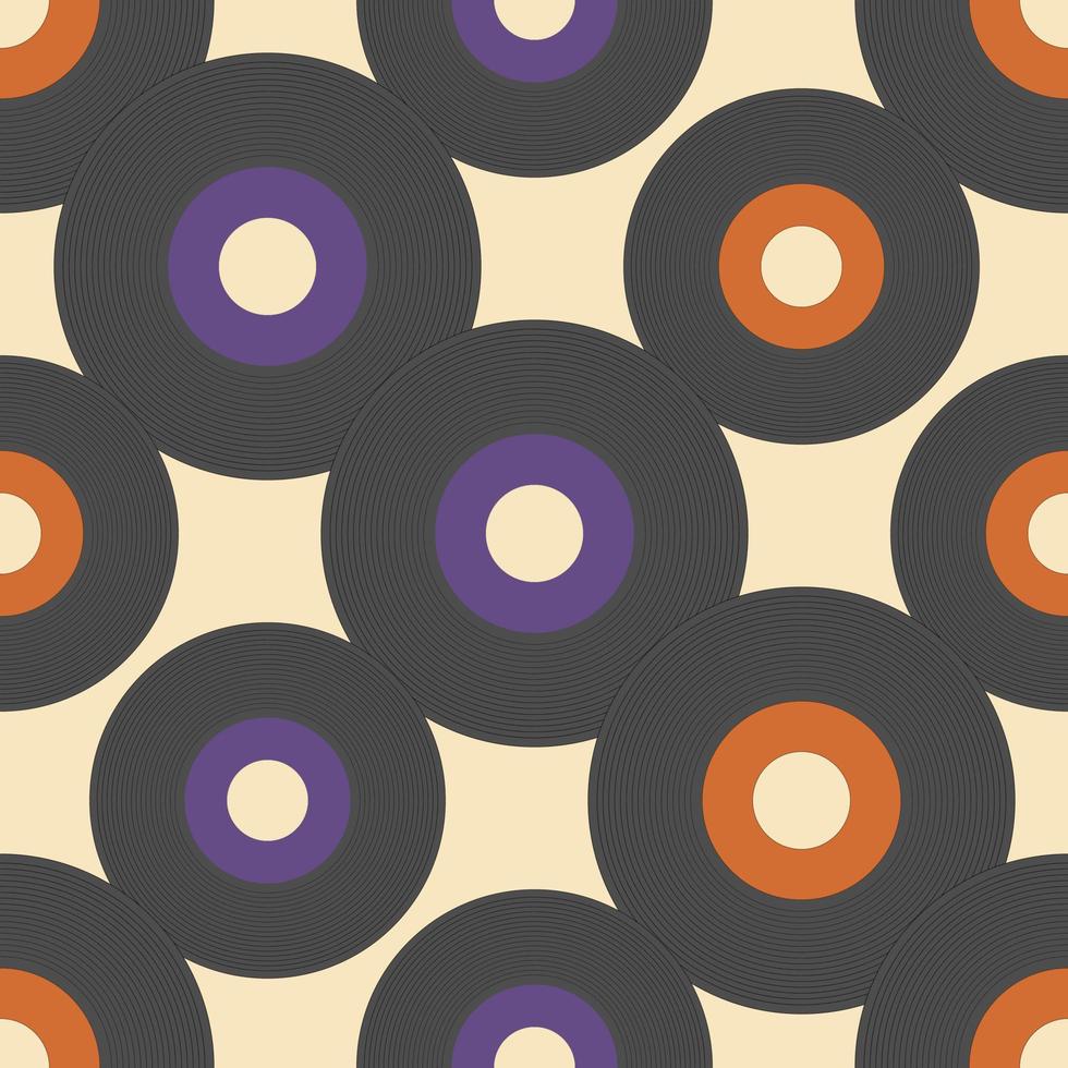 Seamless pattern with vinyl records in retro style vector