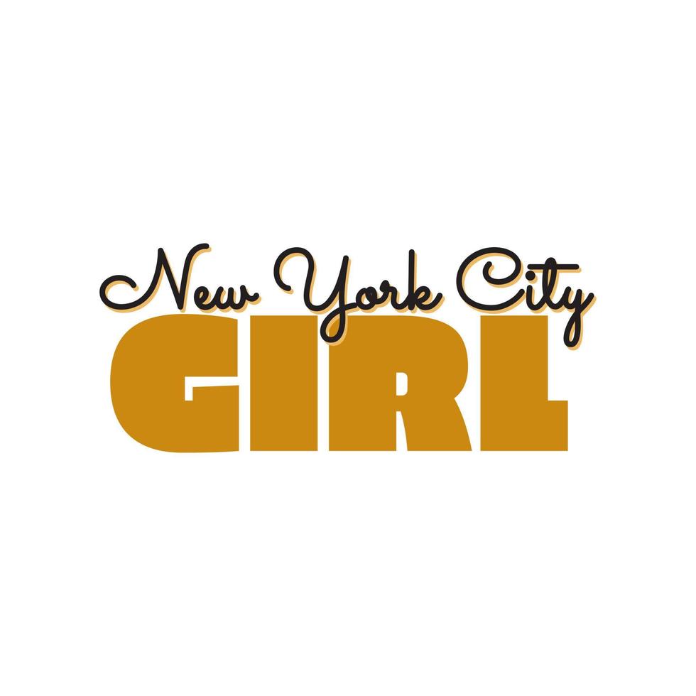 nuevo York ciudad niña linda texto icono etiqueta firmar diseño vector