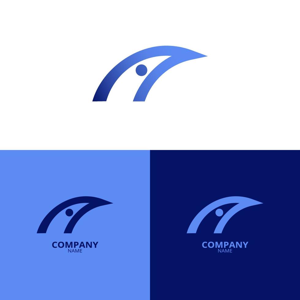 un sencillo y elegante letra un logo, con hermosa ligero azul y azulado púrpura degradado colores. adecuado para fortalecimiento tu negocio identidad vector