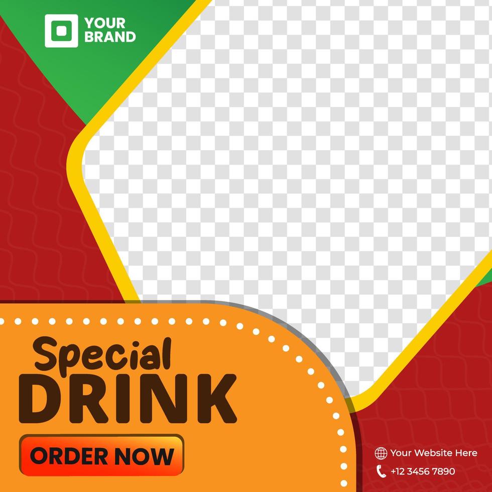 Social media template with a fresh drink theme, perfect for your business posts vector