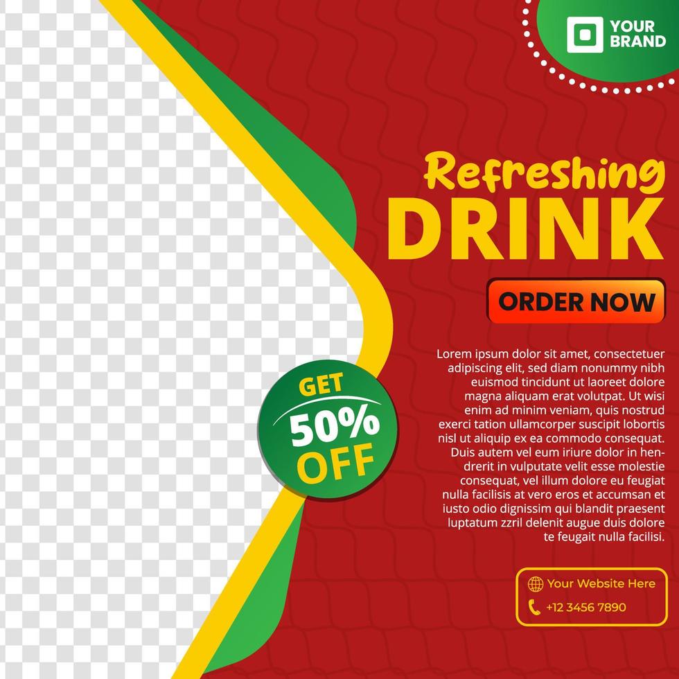 Social media template with a fresh drink theme, perfect for your business posts vector