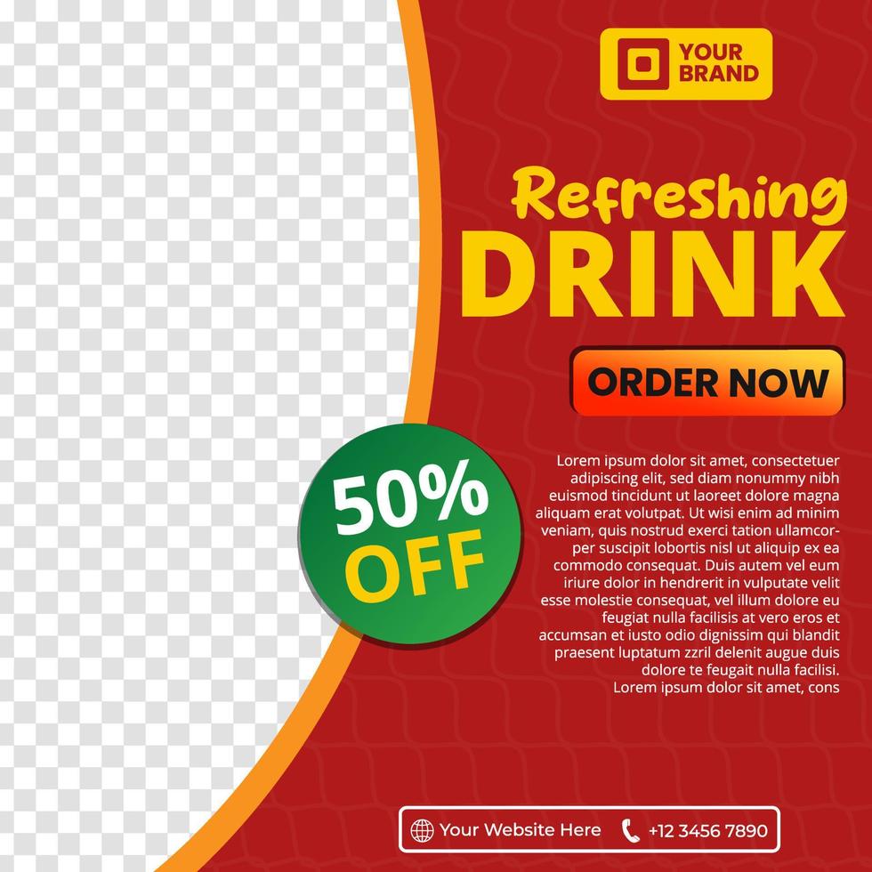 Social media template with a fresh drink theme, perfect for your business posts vector