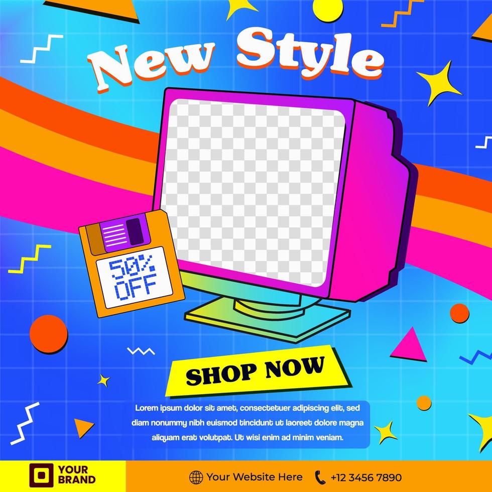 This Trendy 90s Themed Social Media Template Is Colorful And Attractive this-trendy-90s-themed-social-media-template-is-colorful-and-attractive