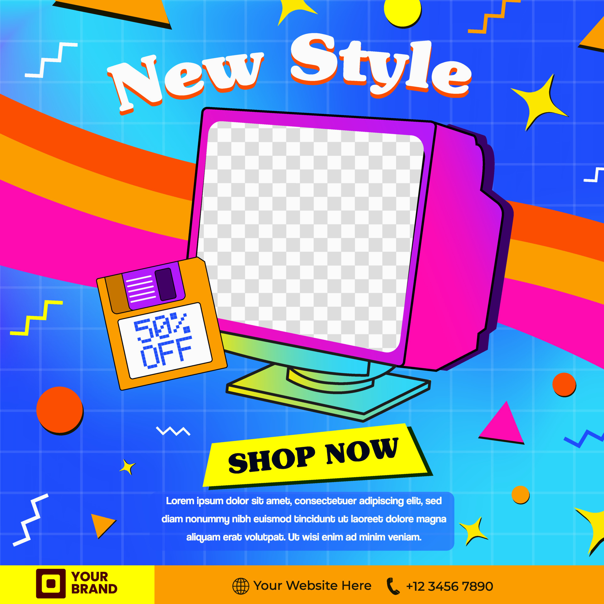 This Trendy 90s Themed Social Media Template Is Colorful And Attractive this-trendy-90s-themed-social-media-template-is-colorful-and-attractive