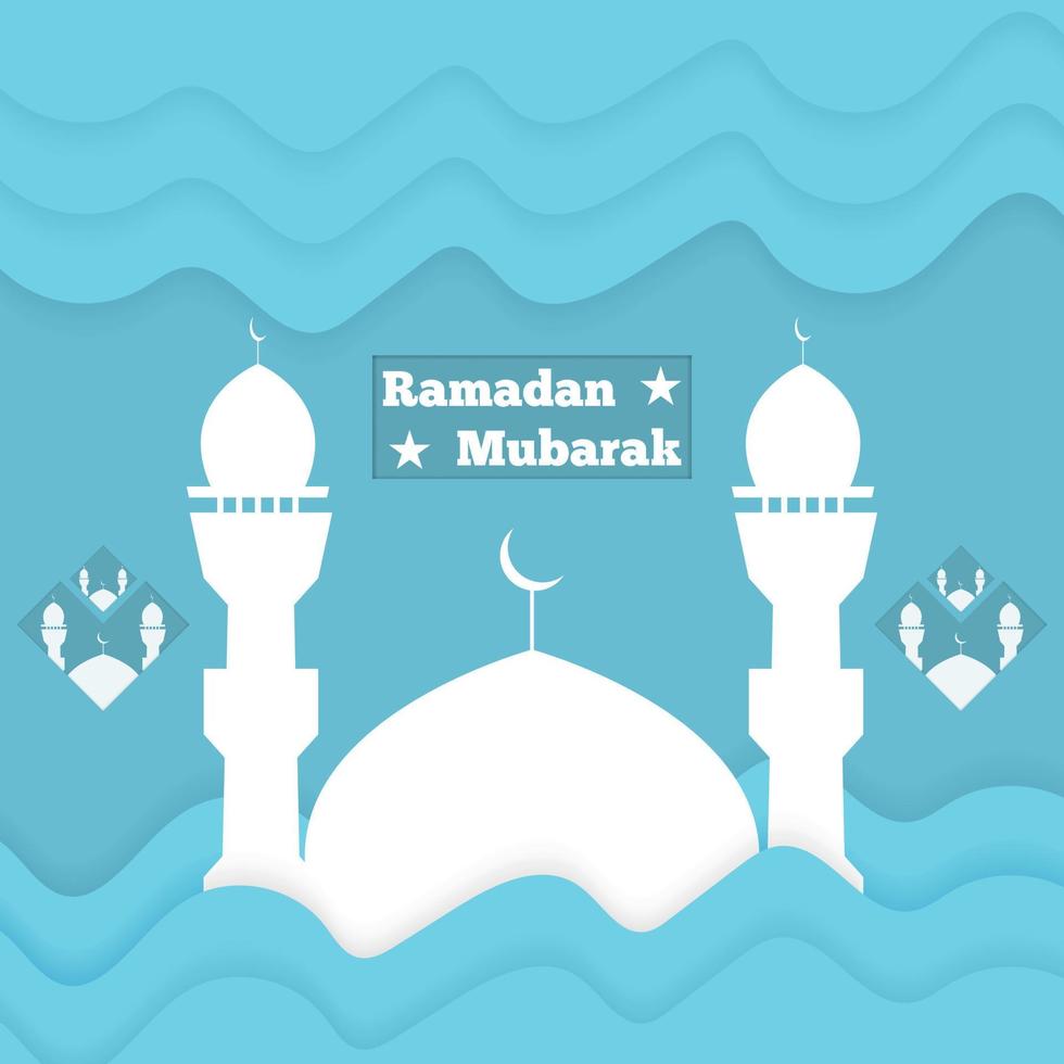 Ramadan Mubarak paper cut design template vector