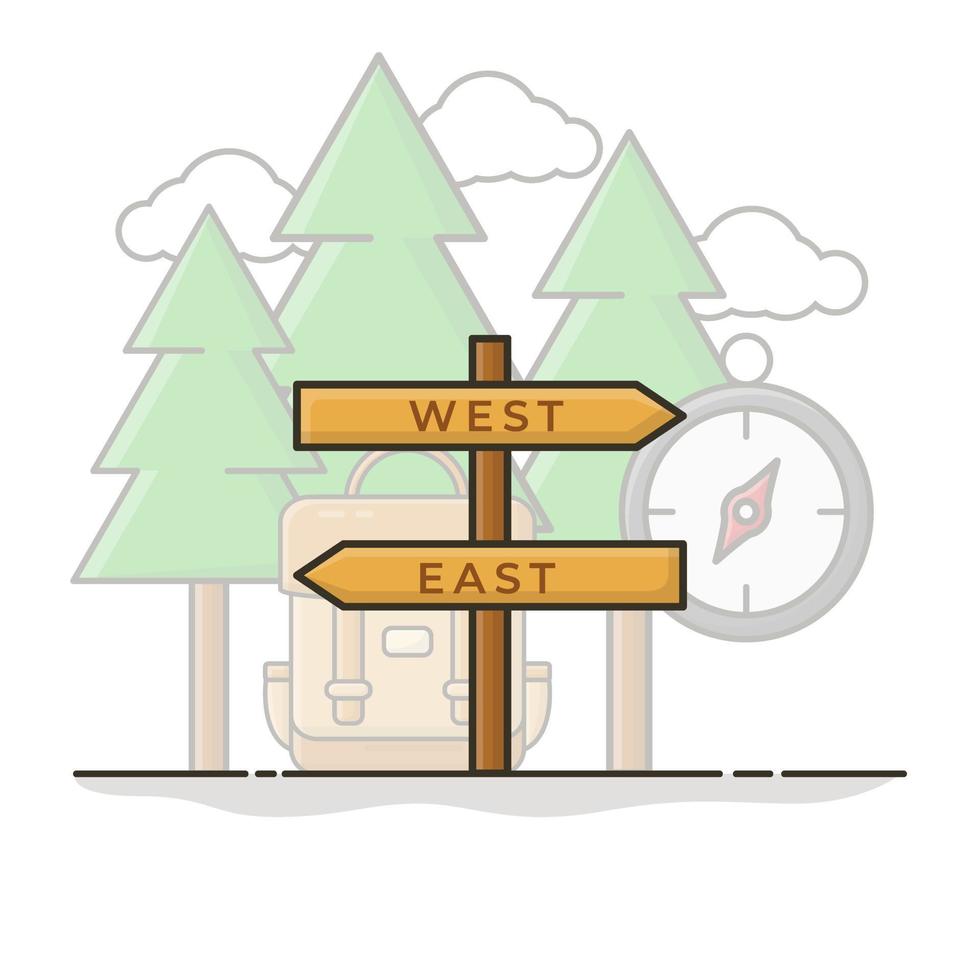 Direction Journey Travel. Trip Vacation. Flat Icon Vector Design