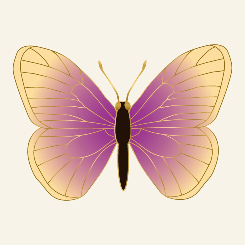 Beautiful sparkling Butterfly. Doodle line filled vector illustration.