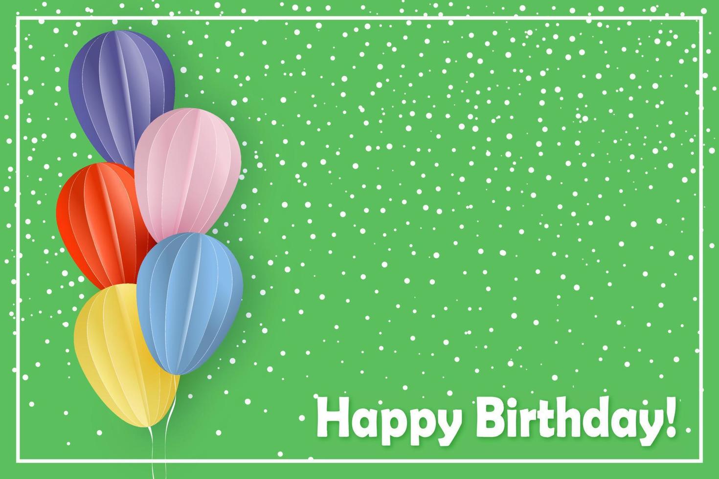 Happy Birthday. Paper cut style greeting card. vector