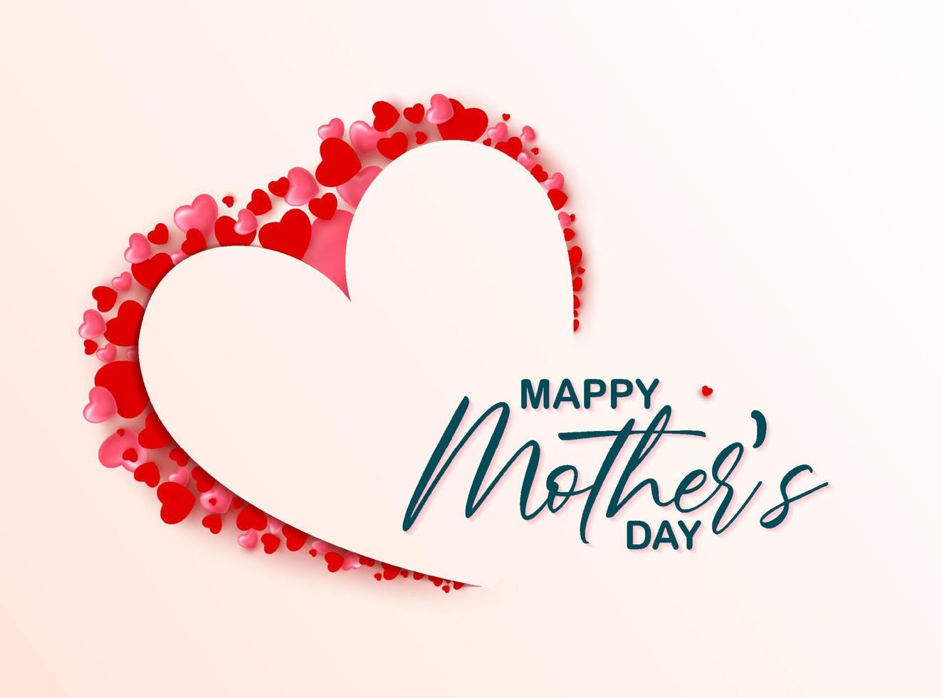 Happy mothers day card background with hearts vector