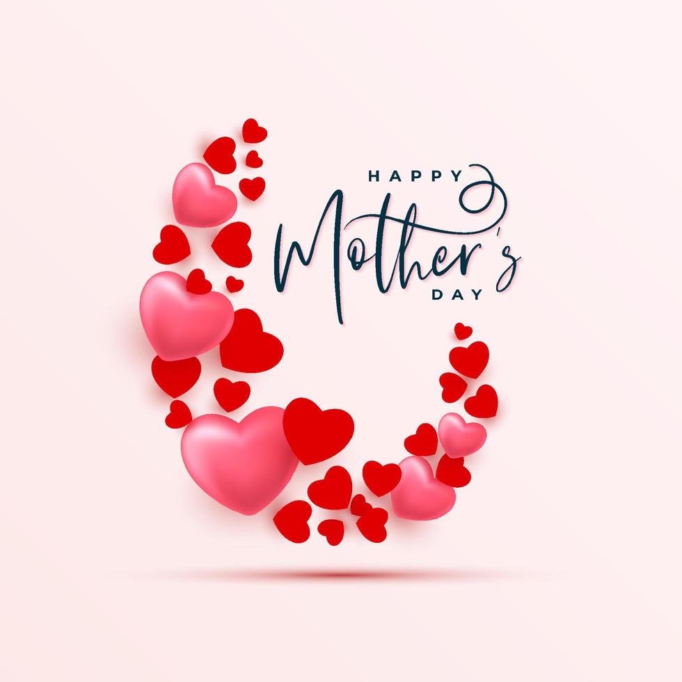 Happy mothers day greeting card illustration with hearts vector