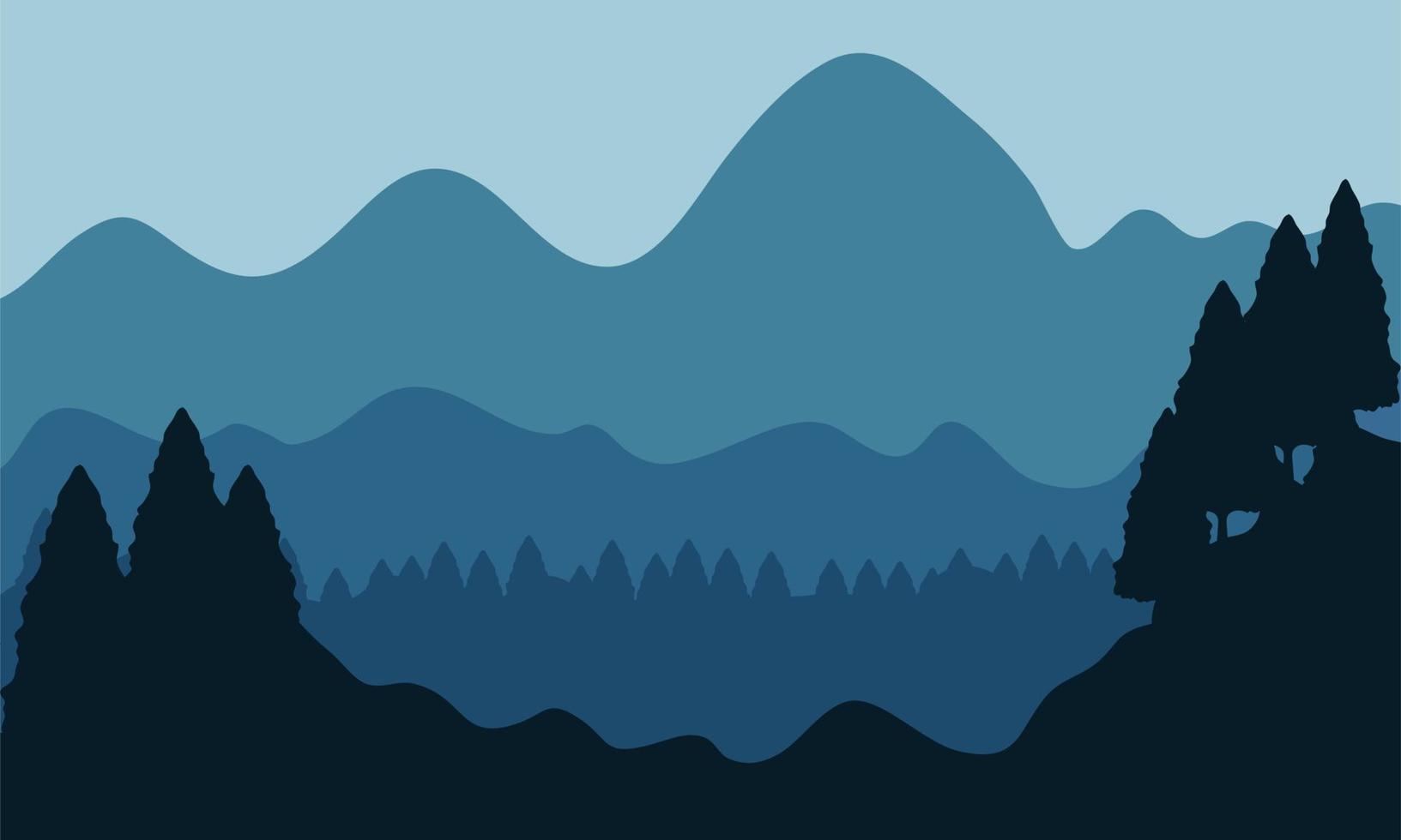 Landscape mountain and pine trees illustration vector