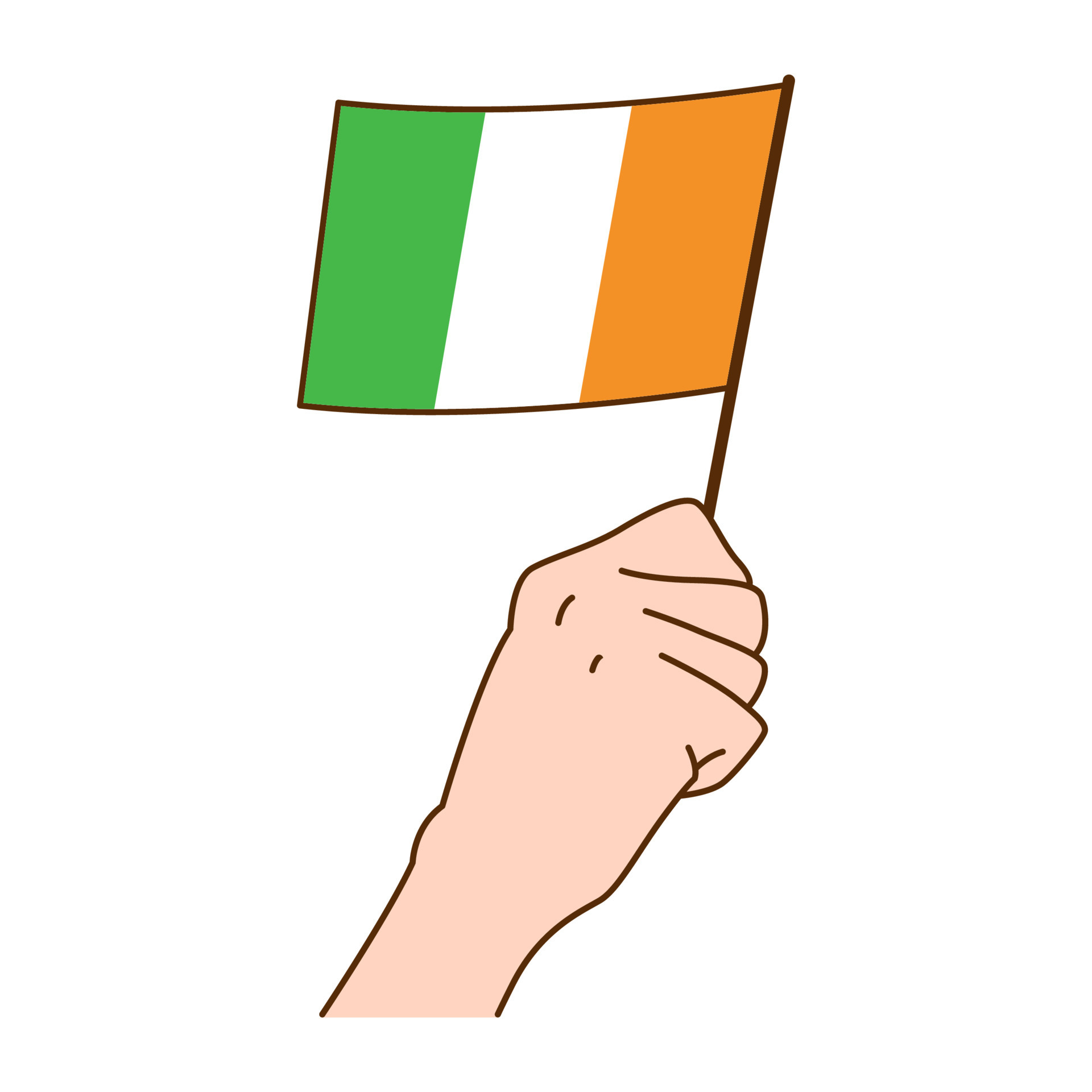 Hand Holding Ireland National Flag Illustration. Hand Drawn Style Vector Illustration EPS 10