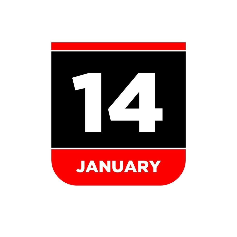 14 enero vector calendario vector icono. 14 ene tarjeta.