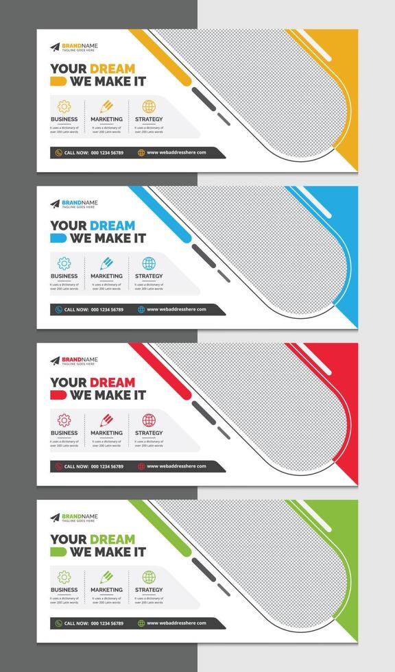 Red, Blue, Yellow, Green Corporate Billboard Template Design for Advertising vector